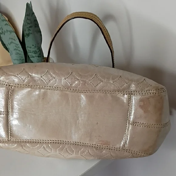 Coach Shimmering Beige Shoulder Bag Y2K 90s Hobo Mia - Picture 7 of 13